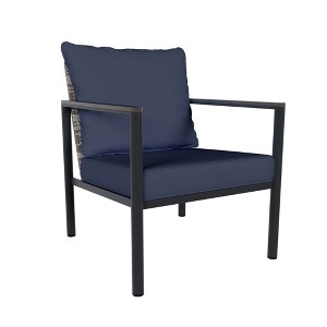 YARDSIGHT Metal Chair with Wicker Backrest & Cushion - Stylish Outdoor Seating for Front Yard, Porch, Deck, Balcony, Backyard & Sunroom” - 1 of 4