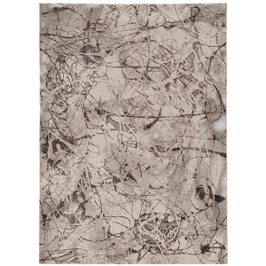 HomeRoots 6' X 9' Ivory Gray and Brown Abstract Area Rug - 1 of 4