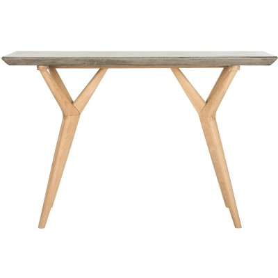 Safavieh Transitional 47" Dark Grey & Brown Concrete-Wood Console Table