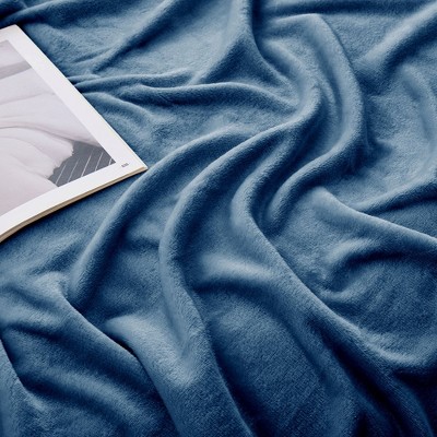 Navy Reversible Fleece Queen Throw Blanket