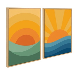 Kate & Laurel All Things Decor 2pc Sylvie Sunshine 1 and 2 Framed Canvas Art Set by Carrie Cantwell Natural - 1 of 4