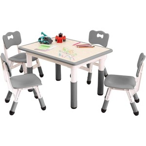 Kids Table and 4 Chairs Set,Multifunctional Desk Set, Height Adjustable, Graffiti Desktop, Easy to Wipe, Ergonomic Design for Ages 2-10 - 1 of 4