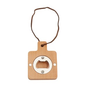 Unique Bargains Bottle Opener Magnetic Plain Bottle Opener Beech Wood Handle Magnet Wood Light Brown 2.36"x3.35"x0.47" 1 Pcs - 1 of 4