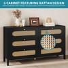 Black 6 Drawers Chest of Drawer Dresser Living Room Storage Cabinet Furniture - 4 of 4