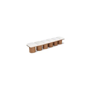 Meridian Furniture,Pavilion Cream Boucle Fabric Bench - 1 of 4