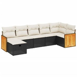 vidaXL Garden Sofa Set Black PE rattan Large Modular Garden Sofa Set - 1 of 4