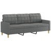 vidaXL Dark Gray Fabric Sofa Set - Modern 2-Piece Living Room Furniture - Includes 2-Seater, 3-Seater, Throw Pillows and Cushions - 3 of 4