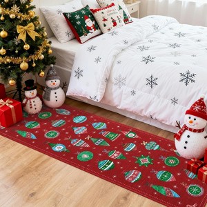 GustoWave Christmas Winter Snowflake Washable Area Rug for Living Room, Bedroom, Red - 1 of 4