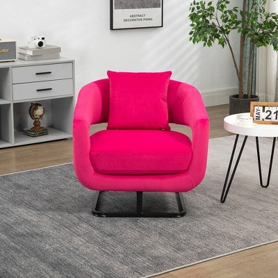 Accent Upholstered Single Armchair with Legs Velvet, Single Sofa Modern Accent Chair Can Hold Up to 250lbs, for Living Room,  Rose Red