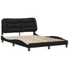 vidaXL Faux Leather Full Bed Frame with Headboard - Black/White 53.9"x74.8" - Modern Double Bed with Plywood Slats & Stuffed Cushion - 2 of 4