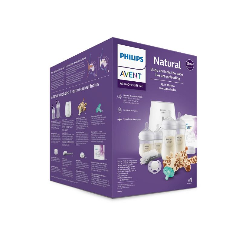 Philips Avent Natural with Natural Response Nipple, All-in-One Gift Set with Snuggle Giraffe - 18pc, 4 of 33