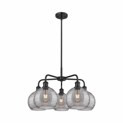 Athens Deco Swirl - 5 Light Stem Hung Chandelier In Industrial Style-15.38 Inches Tall and 26 Inches Wide