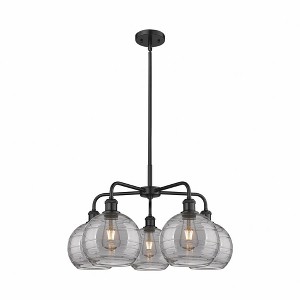 Athens Deco Swirl - 5 Light Stem Hung Chandelier In Industrial Style-15.38 Inches Tall and 26 Inches Wide - 1 of 1