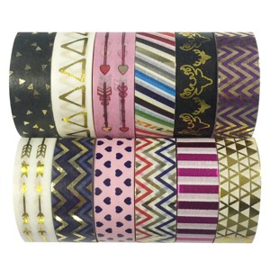 Wrapables Washi Tapes Decorative Masking Tapes, Set of 12 - 1 of 4