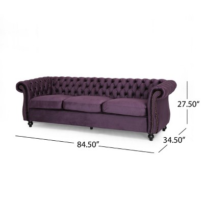 Chesterfield Tufted Faux Leather Sofa with Rolled Arms