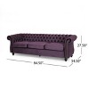 GDFStudio Kyle Upholstered 84.50" Tufted 3 Seater Sofa with Scroll Arms - 3 of 4