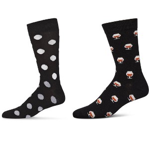 MeMoi Men's 2 Pair Pack Cashmere Crew Socks Black-Black 10-13 - 1 of 4