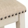 Set of 4 24" Tobias Counter Height Barstools Antique White - Lifestorey: Linen Upholstery, Rubberwood Legs, Nailhead Trim - 2 of 4