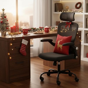 Homy Casa Ergonomic Mesh Office Chair with Adjustable Headrest and Lumbar Support, Black - 1 of 4