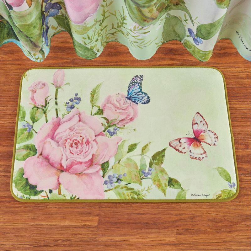 Collections Etc Colorful Butterfly Rose Cushioned Skid-Resistant Bath Mat 20X30, 2 of 3