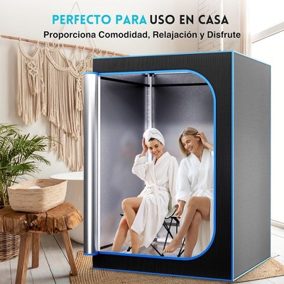 SereneLife Black Portable 2-Person Steam Sauna with Folding Chairs