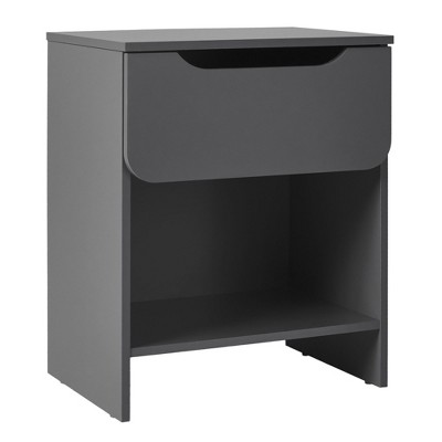 NicBex 15.6 inch Wide Nightstand with 1 Drawer,Side Table with Open Shelf and Free Handle,Bedside Table for Bedroom,Living Room,Black/Dark Gray