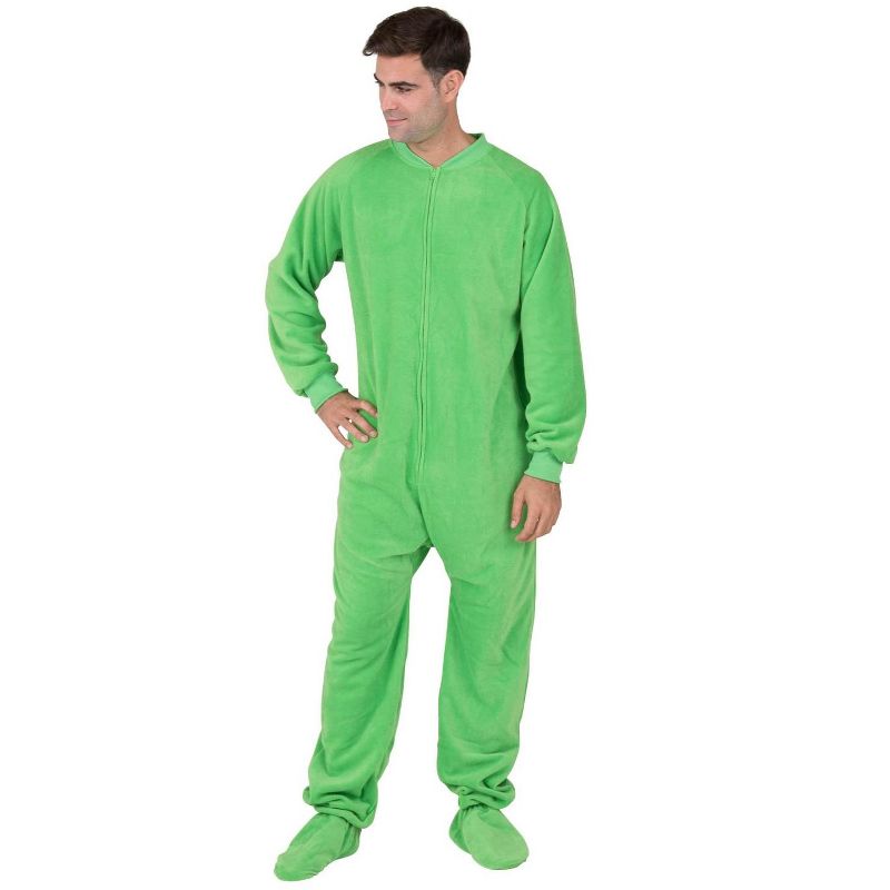Footed Pajamas - Emerald Green Adult Fleece Onesie, 3 of 6