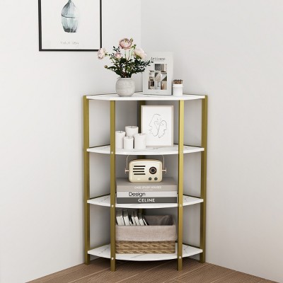 Bookcase Rustic Corner Shelf with Open Shelves and Space-Saving Design for Home Office 22.24in Wide - 3irtyhousy