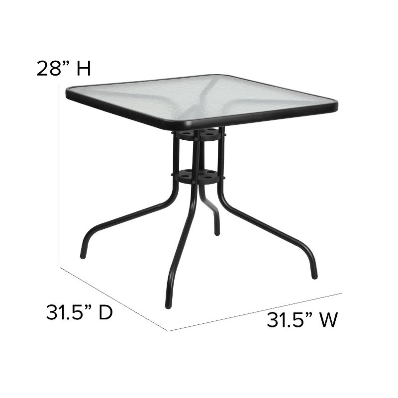 Emma and Oliver 31.5" Square Tempered Glass Metal Table, 4 of 6
