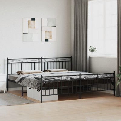 vidaXL Metal Bed Frame with Headboard and FootboardBlack 76 in.x79.9 in. King