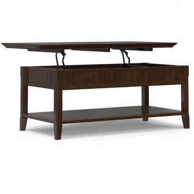 WyndenHall Normandy Lift Top Coffee Table Brunette Brown: Transitional Style, Pine Frame, 1 Year Warranty