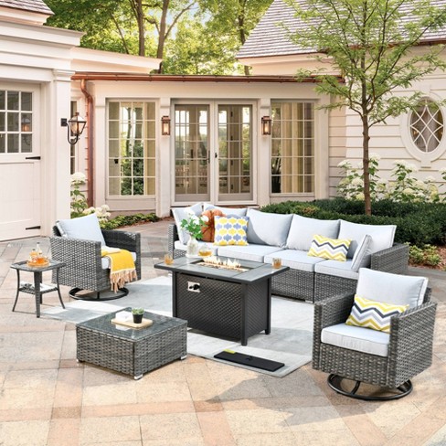 Wicker patio furniture set with cushions hotsell