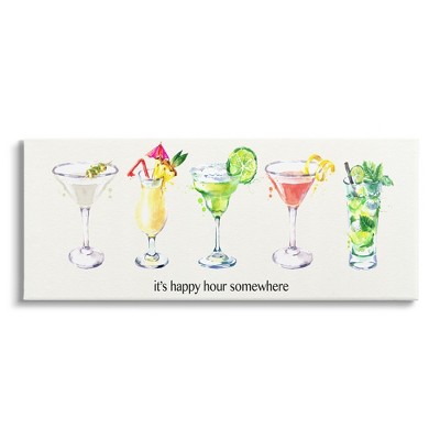 Stupell Industries Happy Hour Somewhere Cocktails Gallery Wrapped Canvas Wall Art