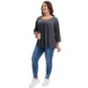 Agnes Orinda Women's Plus Size Hollow Out Gathered Patchwork Long Sleeve Pleated Tunics Casual Blouse - 3 of 4