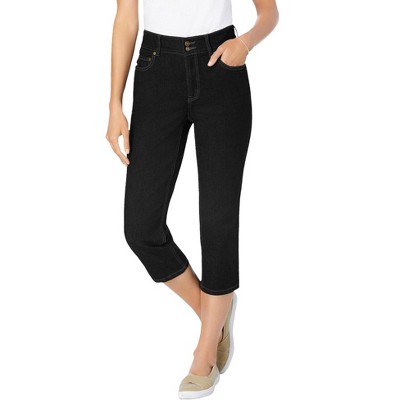 Woman Within Women's Plus Size Petite Secret Solutions; Tummy Smoothing Denim Jean Capri