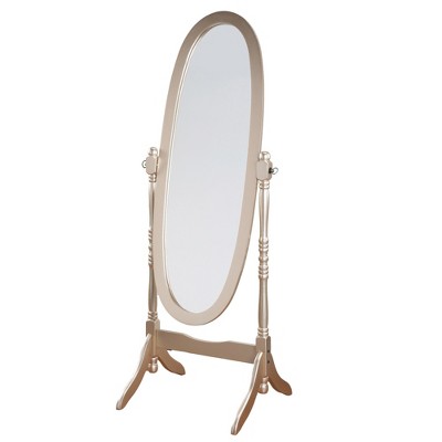 ALEXOUN 59.25 inches Wooden Floor Free Standing Mirror,Traditional Style Oval Dressing Cheval Mirror for Living Room Bedroom Cloakroom