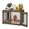 Dog Cage Furniture, Farmhouse Wood Metal Kennel Table with 3 Doors, Rustic Style Heavy Duty Dog Cage, Indoor Decorative Pet House Side Table - 2 of 4