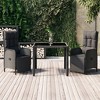 vidaXL Patio Dining Set Wicker Table and Chair with Cushions Black Poly Rattan - 35.4" Table Length 2x Armchair + Table - 2 of 4