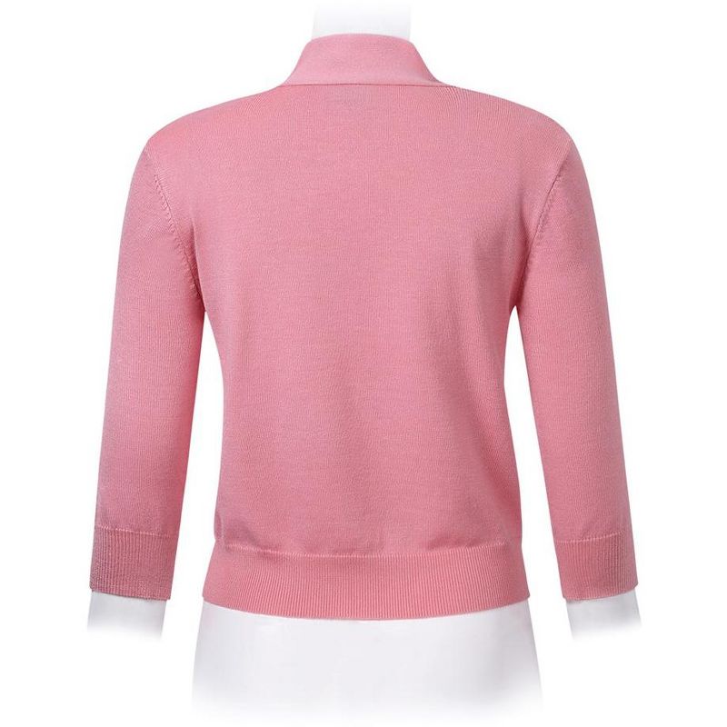 Women’s 3/4 Sleeve Cropped Cardigan Sweaters Open Front Knit Short Bolero Shrugs, 4 of 6