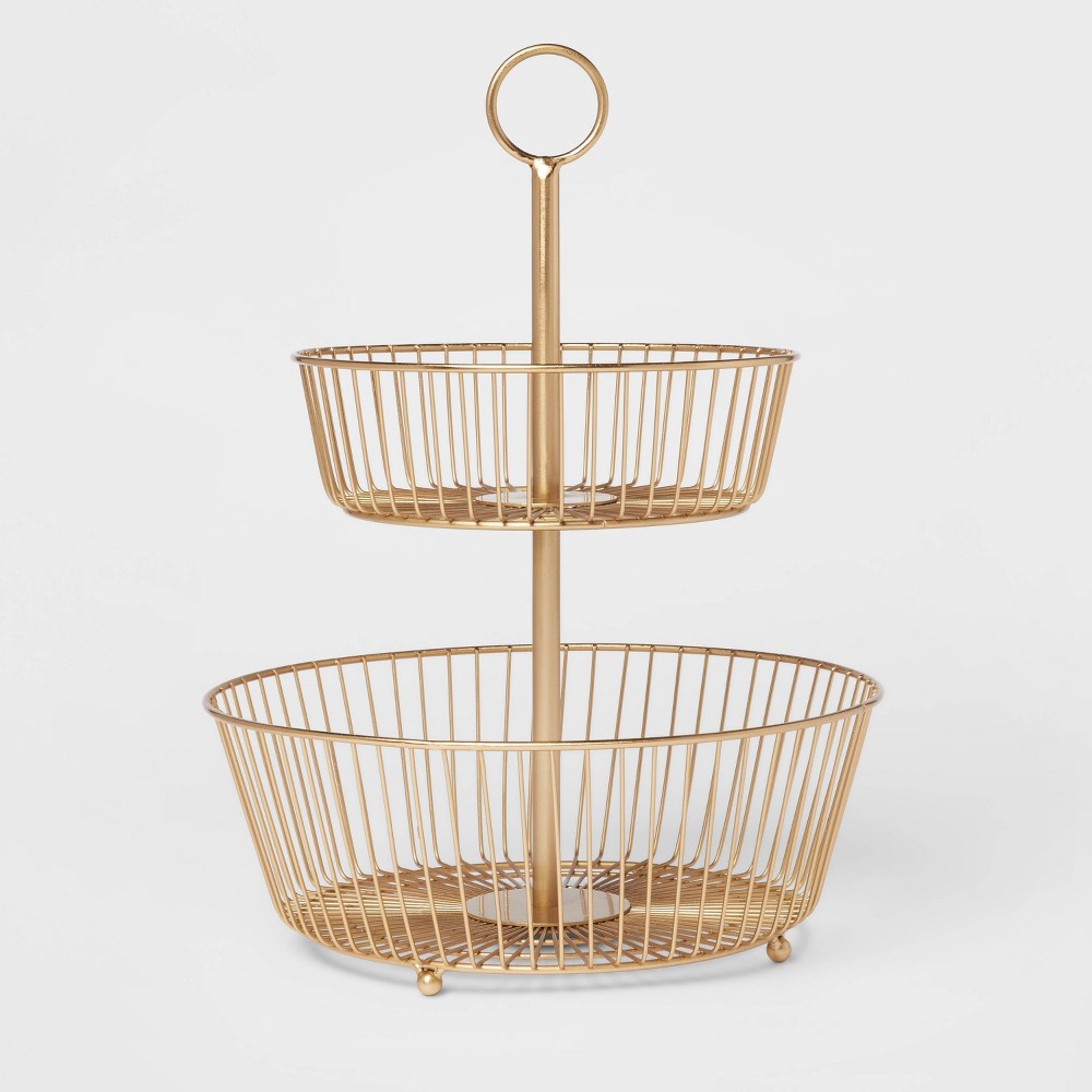 Photos - Serving Pieces Delavan Collection Metal Wire Fruit Basket Gold - Threshold™