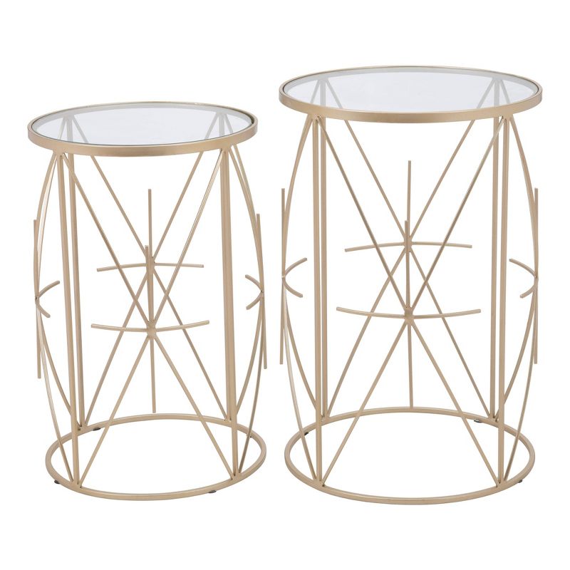 Set of 2 Heritage Side Tables Clear/Gold - ZM Home, 3 of 11