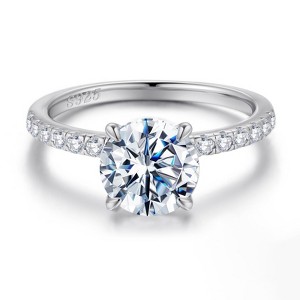 Turandoss 2ct Hidden Halo Engagement Rings for Women, 14K White Yellow Gold Plated Solid 925 Sterling Silver Cubic Zirconia Ring - 1 of 4