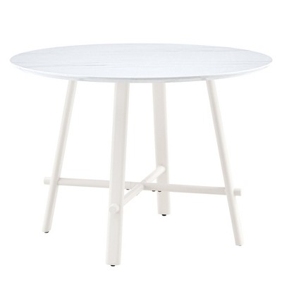 NicBex 42 Inch Round Dining Table with Patterned Tabletop and Metal Legs for Living Dining Room,Conference Room