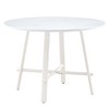 NicBex Dining Table Set for 4 Kitchen Table Modern Simple Round Dining Table Set for 4 MDF Tabletop with 4 White PU Chairs - 3 of 4