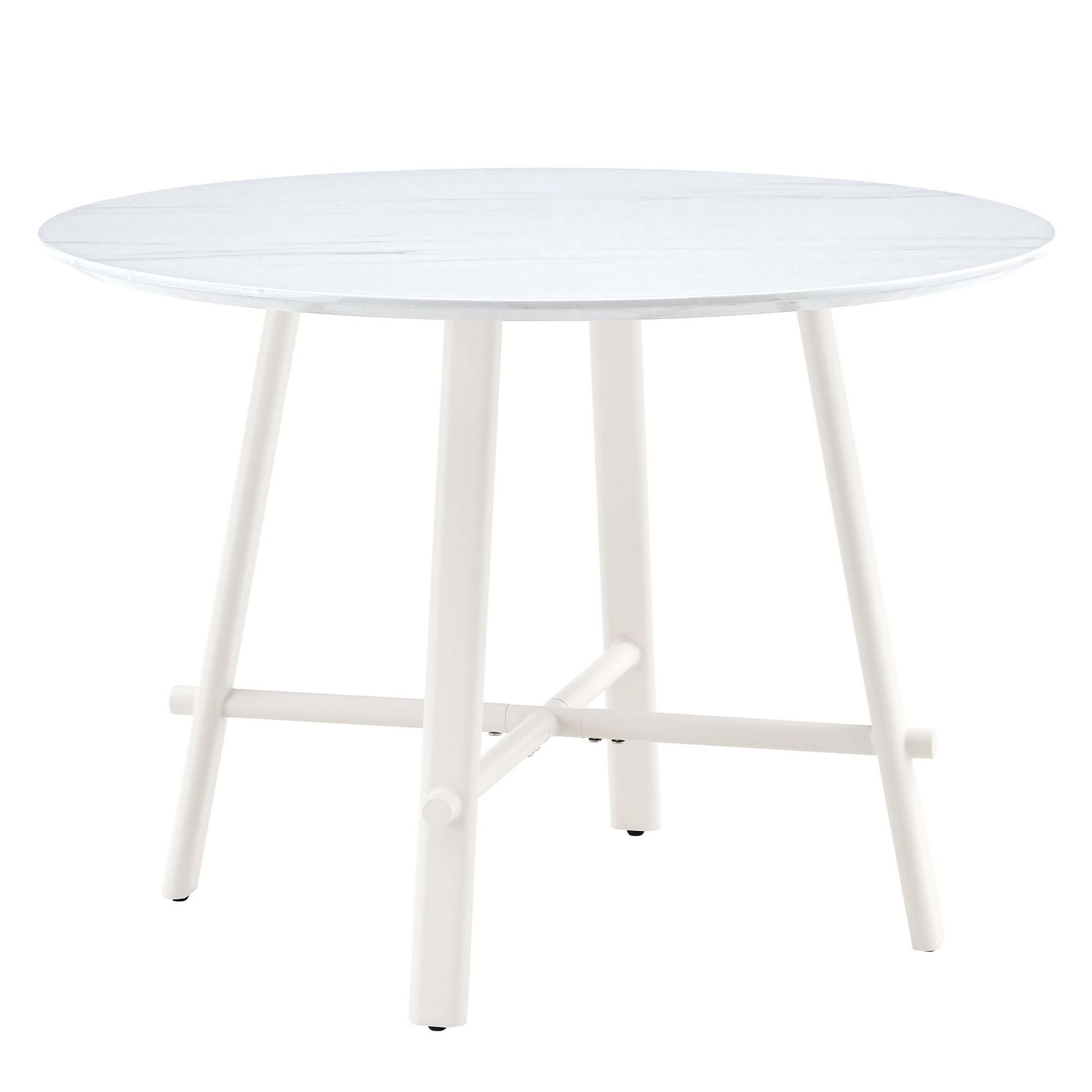 NicBex 42 Inch Round Dining Table with Patterned Tabletop and Metal Legs for Living Dining Room,Conference Room,White