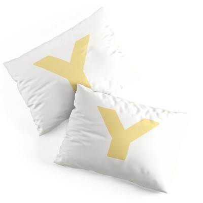 Deny Designs Standard April Lane Art Block Yellow Monogram Y Microfiber Printed Pillow Sham