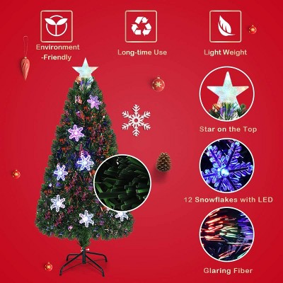 5-Foot Green Fiber Optic Artificial Christmas Tree with Multicolor LED Lights