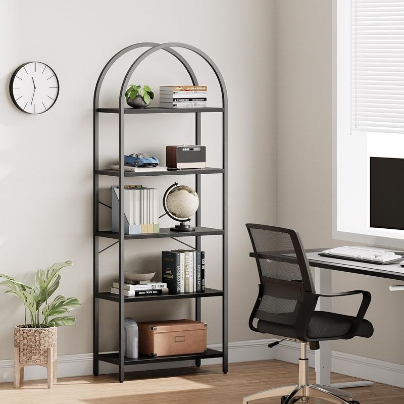 Whizmax Arched Bookshelf,5 Tier Metal Frame Bookcase, Modern Bookcases Tall Book Shelf,Open Display Shelves for Office, Study Room, Living Room, 4 of 9