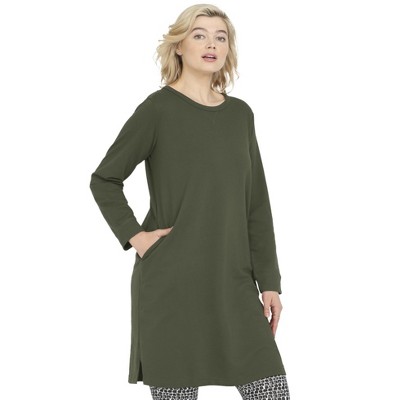Ellos Women's Plus Size French Terry Tunic Dress - 6x, Green : Target