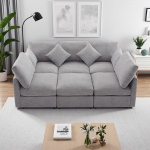 85.4" U-Shaped Modular Sectional Sofa Bed with Ottoman & USB - 1 of 4